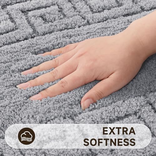 Pauwer Bathroom Rugs Sets 3 Piece, Plush Absorbent Bath Rug, Light Grey | Microfiber Bath Mat Set, Non Slip Washable, Quick Dry Floor Carprt, Soft U Shaped Toilet Mats For Bathroom Shower Sink - color: Light Grey