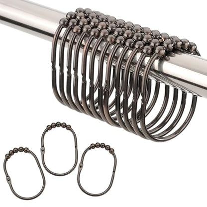 Shower Curtain Hooks Shower Rings for Curtain Bronze 12PCS | Rust Proof Stainless Steel, Oil Rubbed Bronze Shower Hooks for Bathroom Shower Rods Curtains Liners, Easy Glide Rollers - color: Oval Shape - Oil Rubber Bronze