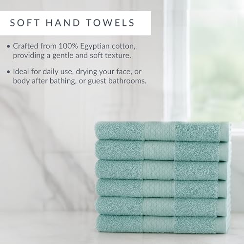 Maisonette Loft Egyptian Cotton Turkish Hand Towels - Soft, Absorbent Washcloths for Face - Ideal Quick Dry Small Towel Wash Cloth Set for Bathroom - (13" x 13", 6 Pack) - Turquoise - color: Turquoise, style: Washcloths Set of 6