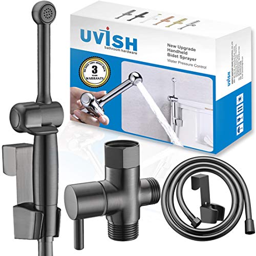 Handheld Bidet Sprayer for Toilet, Cloth Diaper Toilet Sprayer, Hand Held Bidet Attachment Brass 7.9" Bidet Wand, Adjustable Water Jet Spray with Backflow Preventer - color: Black
