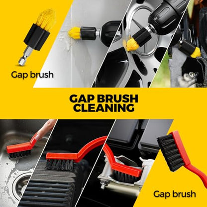 Holikme 22Pack Drill Brush Attachments Set,Scrub Pads & Sponge, Buffing Pads,Power Scrubber Brush,Car Polishing Pad Kit,Wax Applicator Pad,Car Cleaning Kit,Masonry Brushes,Cleaning Supplies | Buffing Sponges, Nylon Grout Tools, Microfiber Wax Pads, Tile B