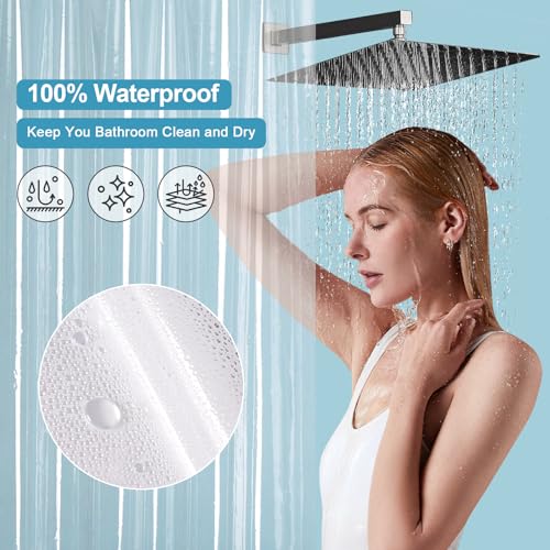 EurCross 9G Clear Shower Curtain Liner 72 x 78 inches Long with 5 Magnet Weights, Heavy Duty Weighted Premium PEVA Plastic Shower Curtain Liner for Bathroom, Without Hooks - color: Clear, size: 72"W x 78"L (Pack of 1)