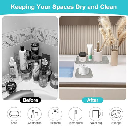 4PCS Stone Drying Tray Mat,Diatomaceous Earth Coasters,Essentials Accessories for Decor Bathroom & Kitchen Counter& Desk,Instant Water Absorbing Stone Used for Hand Soaps,Bar Coaster, Faucet