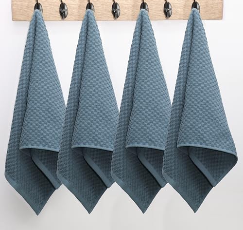 COTTON CRAFT Amazing Kitchen Towels - 8 Pack 100% Cotton Waffle Terry Towel | Blue - 16x28 inch Euro Café Waffle Weave Dish Towels - Soft Absorbent Quick Dry Low Lint Reusable Pantry Bar Cleaning Cloth - color: Blue, size: 8 Pack