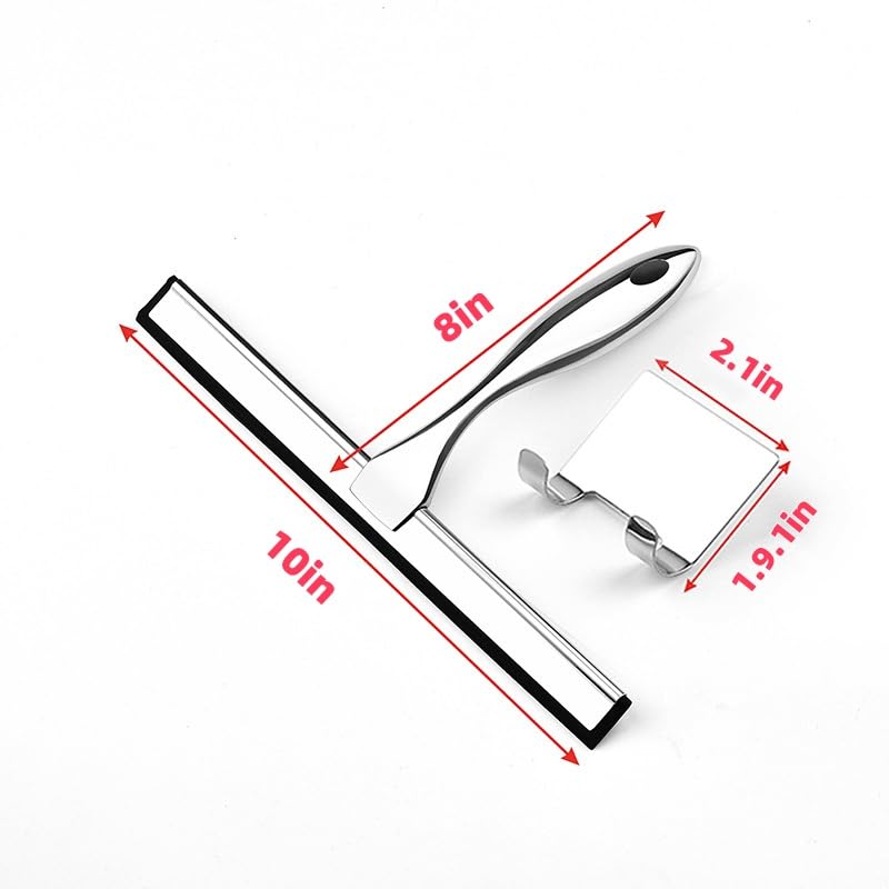 All-Purpose Shower Squeegee for Glass Doors,Tile Shower Walls,Squeegee for Shower Glass,Shower Squeegee,Bathroom, Window,Floors, Glass and Car Windshield, Mirrors and Kitchen-Stainless Steel
