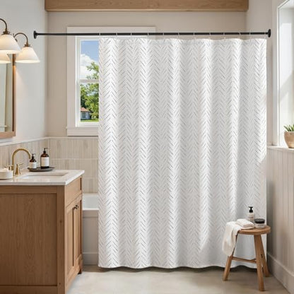 jinchan Grey and White Shower Curtain Inky Herringbone Chevron Zig Zag Waterproof Fabric Modern Farmhouse Shower Curtains for Bathroom with 12 Hooks 70x72 Inches - color: Inky Grey, size: 70"W x 72"L (Pack of 1)