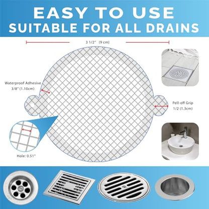 35 Pack Hair Catcher Shower Drain Disposable Mesh Stickers (Round)