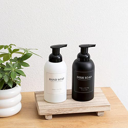 2 Pack Foaming Soap Dispenser, 12.7 Oz Thick Glass Pump, Black and White | Refillable Foam Soap Bottles for Hand Soap and Body Wash, Ideal for Bathroom Countertop, Kitchen Sink and More - color: Black and White