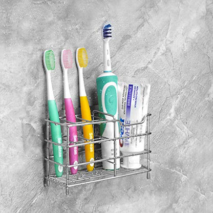 Linkidea Stainless Steel Toothbrush Holder Stand for Shower, Bathroom, Wall Mount/Countertop 7 Slot Organizer for Manual Toothbrush, Compatible with Colgate Extra Clean, Oral-B CrossAction - size: Medium