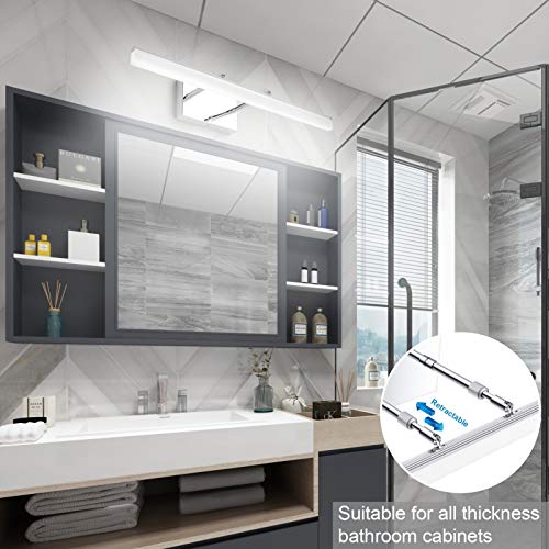 Aipsun 24 inch Modern LED Vanity Lights Adjustable Bathroom Vanity Light Fixtures Chrome Bathroom Light Fixture Over Mirror 5500K - color: Chrome, size: 23.6 in