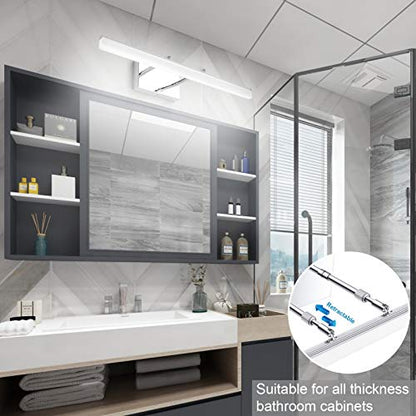 Aipsun 24 inch Modern LED Vanity Lights Adjustable Bathroom Vanity Light Fixtures Chrome Bathroom Light Fixture Over Mirror 5500K - color: Chrome, size: 23.6 in