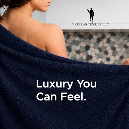 Veteran Textile LLC, Luxury Hotel & Spa, Turkish Cotton, 6 Pieces Towels Set, Max-Softness by Veteran Textile (Navy Blue) - color: Navy Blue