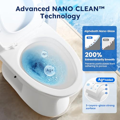 RoyalBath Elongated Two piece Toilet for Bathrooms, 12" Rough In | 17.3" ADA Height, Nano Self-Cleaning, WaterSense/MAP/CUPC Certified, 1.27 GPF 360° TSUNAMI Flush, Soft-Close Seat - size: 1.27 GPF Classical Side Flush