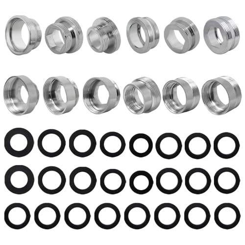 12 Pieces Faucet Adapter Kit Kitchen Aerator Male to Female Male Faucet Water Hose Adapter, Outside 22mm to 16 18 20 22 24 26mm Inside and Outside US YTXXDEUS