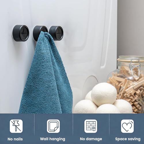 3-Piece Adhesive Towel Hook Set - Black Silicone Claw Towel Holder for Kitchen, Bathroom, Outdoor Use - color: Black