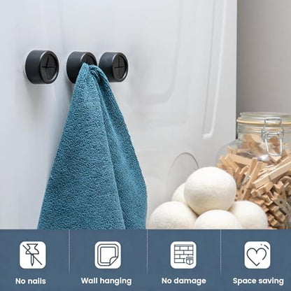 3-Piece Adhesive Towel Hook Set - Black Silicone Claw Towel Holder for Kitchen, Bathroom, Outdoor Use - color: Black