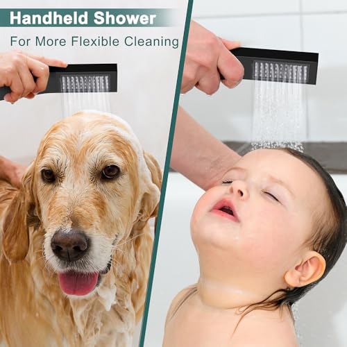 STARBATH Shower Faucet Set Shower System with Diverter Valve, Matte Black | 8" Wall Mount Rain Shower Head and Handheld Spray for Two Person, Shower Set with Valve and Trim Kit Complete - color: Matte Black, size: 8"-01