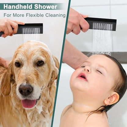 STARBATH Shower Faucet Set Shower System with Diverter Valve, Matte Black | 8" Wall Mount Rain Shower Head and Handheld Spray for Two Person, Shower Set with Valve and Trim Kit Complete - color: Matte Black, size: 8"-01