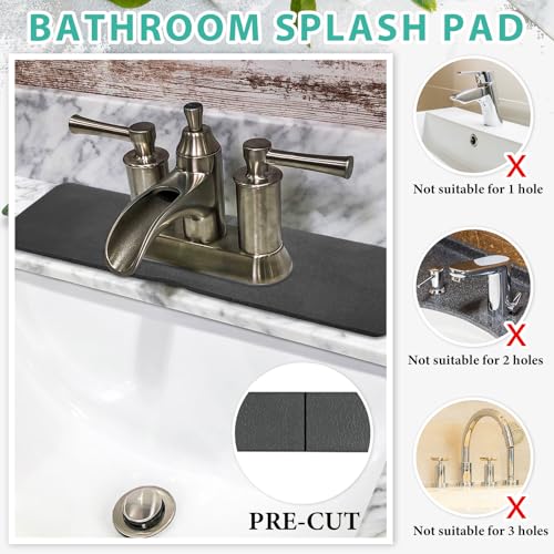 Tioncy 2 Pcs Faucet Mat Sink Splash Guard Oval-hole Oval Splash Pad for Kitchen Sink Oval Base Diatomite Faucet Mat for Bathroom Absorbent Mat Splatter Screens(Dark Gray, Black) - color: Dark Gray, Black