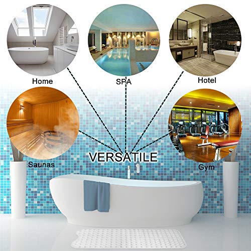 Bathtub and Shower Mats, Extra Long Non-Slip Bath Tub Mat 39 x 16 Inch, Machine Washable Bathmat with Suction Cups & Drain Holes for Bathroom Floor, White - color: White