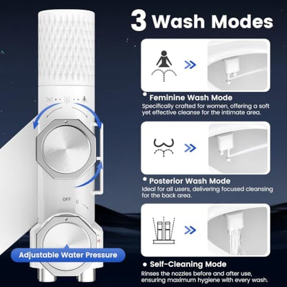 FEELSO Bidet Attachment for Toilet with Filter, Hot & Cold Toilet Bidet | Ultra-Slim & Non-Electric Bidet Sprayer, Self-Cleaning Dual Nozzle (Frontal/Rear Wash), Adjustable Water Pressure - style: Hot&Cold