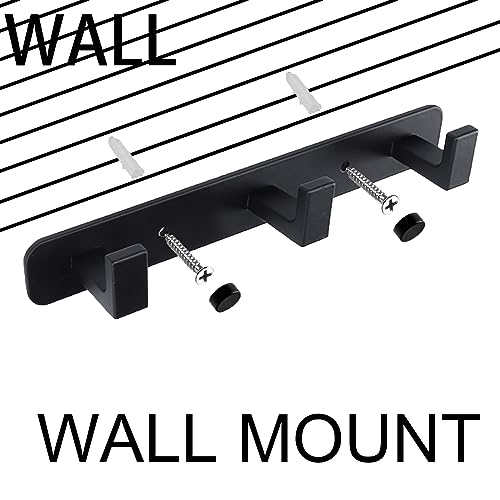 Coat Rack, Heavy Duty Stainless Steel 3 Tri Coat Hook Hanger, Wall Mounted Wall Hooks, Rustic Clothes Hook/Key Hook Rail for Bathroom Kitchen Entryway(2 Pack, 3 Hook Black) - color: Black, size: 3 Hook-2 Pcs