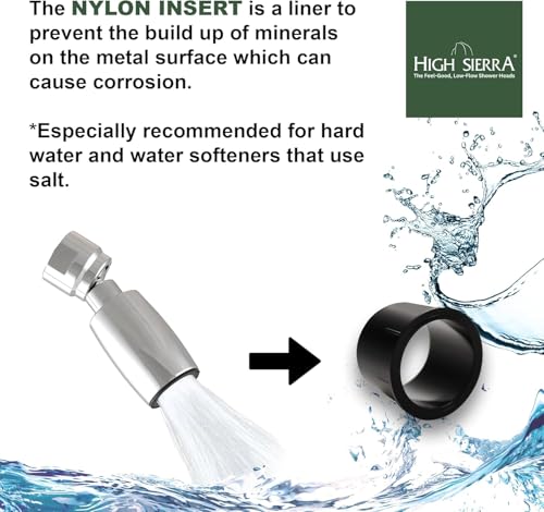 High Sierra® Solid Lead-Free Metal Handheld Shower Head, Built-in Trickle Valve, Patented single Nozzle Never Clogs. Shower Hose and Holder Not Included. Ultra Low Flow 1.25 GPM. Brushed Gold - color: Brushed Gold, size: 1.25 GPM