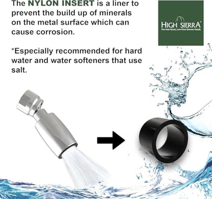High Sierra® Solid Metal Handheld Shower Head, Lead-Free, with Built-In Trickle Valve. Shower Hose and Holder Not Included. Low Flow 1.25 GPM. Polished Brass - color: Brass, size: 1.25 GPM