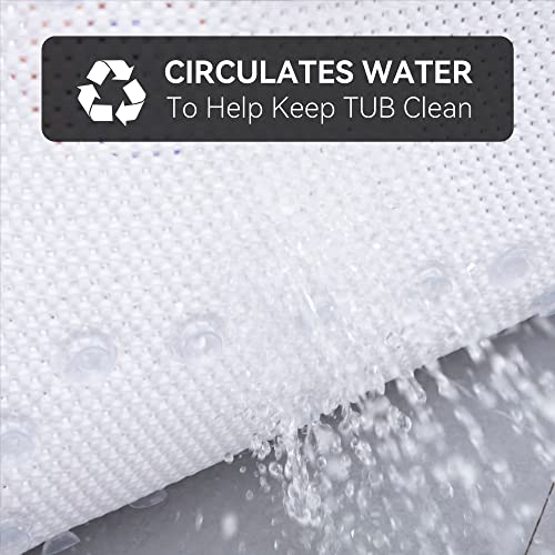 Bathtub Mat Non Slip Ivory 36” X 17” Shower Mat Soft Foam Bath Mats for Bathroom Tub, Bathtub Mat with Drain Holes, Suction Cups, Shower Mat Non Slip - color: White