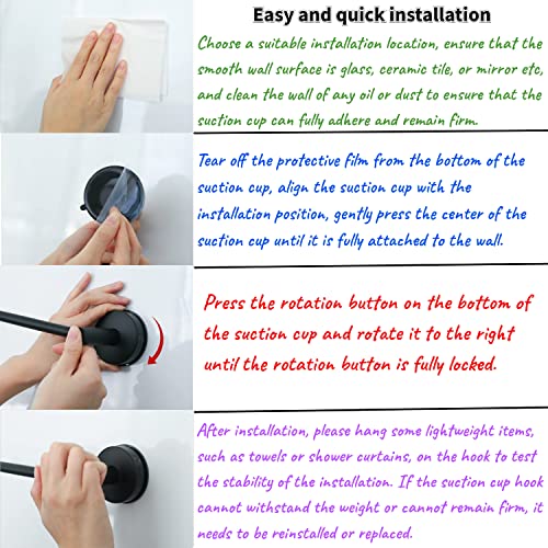 DGYB Suction Cup Towel Bar for Bathroom 17 Inch Set of 2 Matte Black Towel Holder Stainless Steel Premium Kitchen Towel Rack Wall Mounted - color: 2 Pack-17in Matte Black