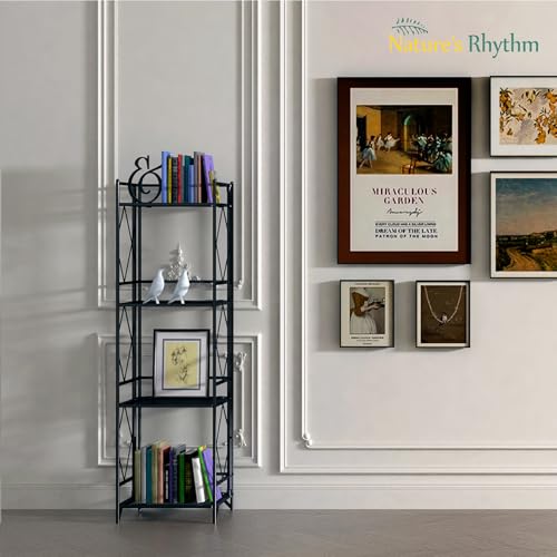 Nature's Rhythm 4-Tier Metal Storage Rack, Basement Storage Room Closet Shelving Utility Shelf Adjustable Garage Shelving Metal Shelving Unit (12.84 x 11.27 x 44.80inch, Black) - size: 4-Tier