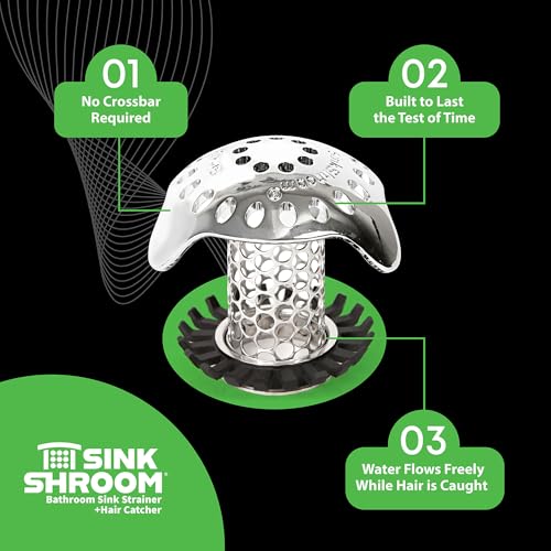 SinkShroom Ultra Revolutionary Bathroom Sink Drain Protector, Stainless Steel - style: Single