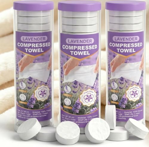 60 Pcs Lavender Scent Compressed Face Towel Refills for Smart Towel Warmer & Dispenser, 3 Pack Replacement Buckets (20 Count/Each), Disposable Hot Facial Tissues for Sensitive Skin, Home SPA - size: 1 Count (Pack of 1)