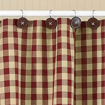 Park Designs Red Button Shower Curtain Hooks | Decorative Country Style Bathroom Curtain Rings Set of 12 | Resin Accent with Chrome-Plated Hooks | Farmhouse Shower Hook Set | Durable & Easy to Install | Resin & Chrome | Button Design | Farmhouse Bathroom