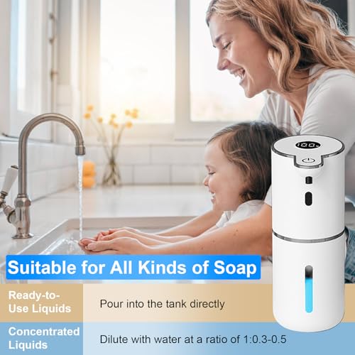 OHIFAST 2 Pack Automatic Liquid Soap Dispenser Touchless, USB Rechargeable Smart Hand Soap Dispenser, 6-Level Adjustable, 12.8oz/380mL Wall Mount for Bathroom Kitchen Dish Soap-White - color: 2 Pack- White, style: Liquid