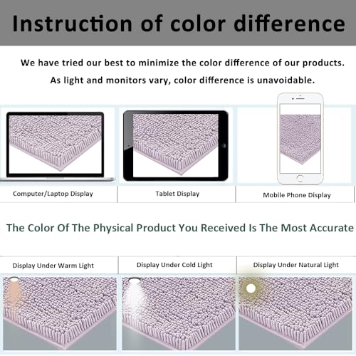 Chenille Bath Mats Set 2 Piece Non-Slip Luxury Bath Runner Rugs Extra Soft Absorbent Shaggy Washable Dry Plush Area Carpet Mats - Lavender - color: Lavender