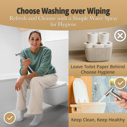 Handheld Bidet Sprayer for Toilet – Adjustable Water Pressure | Stainless Steel Jet Spray Kit with Bidet Hose - Feminine Wash, Muslim Shower, Diaper Cleaning (Stainless Steel, 1 Set) - color: Stainless Steel, size: 1 Set