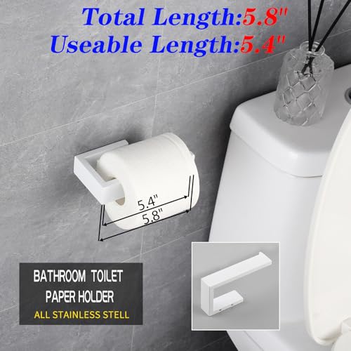 GERZWY Bathroom 2-Piece Accessory Set SUS 304 Stainless Steel Toilet Paper Holder Towel Ring Wall Mount, White - color: White