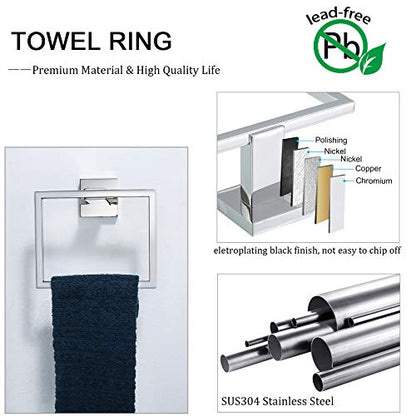 Bathroom Hardware Accessories Set Polished Chrome Towel Bar Sets Include Towel Bar Towel Holder Toilet Paper Holder Towel Hook,5 Pieces Stainless Steel Wall Mounted - color: Chrome