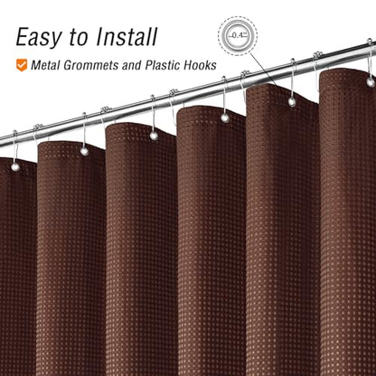 Small Stall Brown Fabric Shower Curtain, 36 x 72 | Narrow Half Cloth-Textured Shower Curtain for Bathroom, Water Repellent, Machine Washable - color: Brown, size: 36"W x 72"L (Pack of 1)