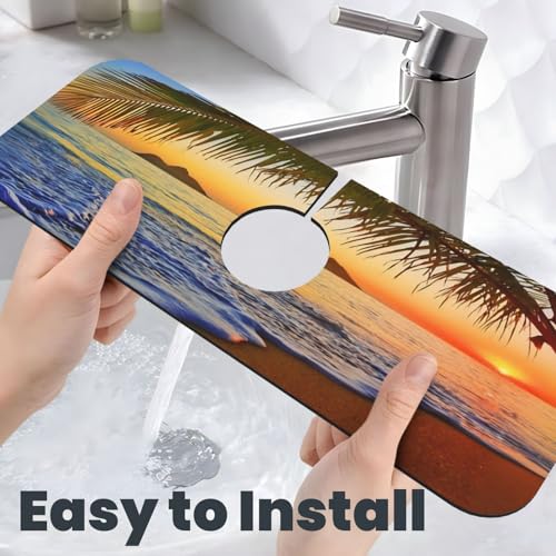 Coco Beach Kitchen sink faucet pad, strong water absorption, anti slip, easy to clean, very suitable for splash and drip prevention, suitable for kitchens and bathrooms - color: Coco Beach