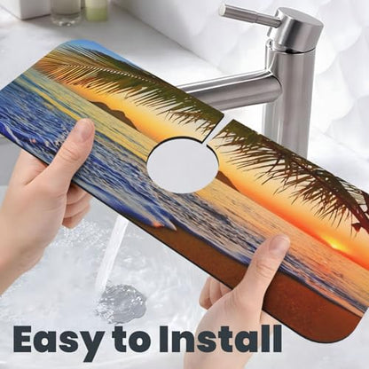 Coco Beach Kitchen sink faucet pad, strong water absorption, anti slip, easy to clean, very suitable for splash and drip prevention, suitable for kitchens and bathrooms - color: Coco Beach