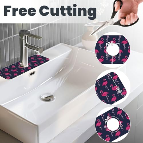 Abstract Summer Tropical Blue Pink Flamingo Flamingos Hawaii Hawaiian Kitchen Sink Splash Guard Faucet Mat Super Absorbent Fast Drying Mat Sink Drying Pad Sink Mat For Kitchen Bathroom (15" X 5.5" ) - color: Flamingo
