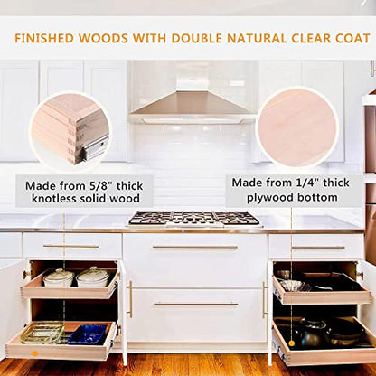 32''W x 21''D x 3''H Pull Out Cabinet Drawer Soft Close Slide Out Wood Organizer for Kitchen, Finished, Bottom and Side Assembly (Wood Drawer Part Width is 31inch) - size: 32”W x 21”D