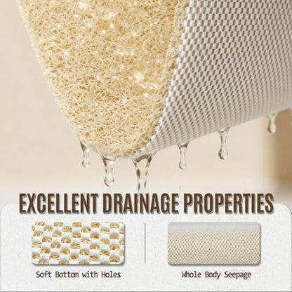 17 * 24in Shower Mat Bathtub Mat Non Slip | Bathmats Non Slip, Quick Drying Foot Scrubber Loofah Mats for Inside Shower, Tub, Bathroom, Home, Beige - color: Beige, size: 24" x 17" (Rectangular)