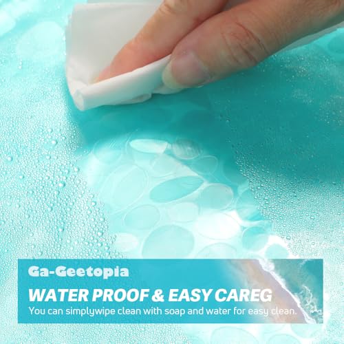Ga-Geetopia EVA Teal Thin Shower Curtain Liner, Pebble Pattern 72x72 Inch Lightweight Plastic Bathroom Shower Showroom Inner Curtain with Rustproof Metal Grommets and Weighted Magnets(NO Hooks) - color: Teal, size: 72"W x 72"L (Pack of 1)