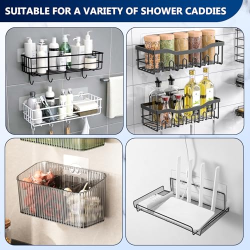 14 Pack Shower Caddy Adhesive Replacement, Strong Adhesive Hooks for Shower Caddy, Shower Shelf Adhesive No Drilling, for Bathroom Storage Shelves and Kitchen Racks & Soap Holder - color: Transparent-14 Pack
