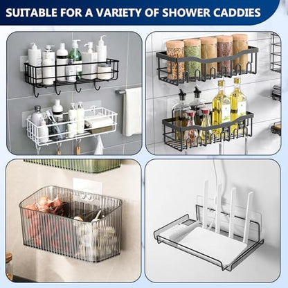 14 Pack Shower Caddy Adhesive Replacement, Strong Adhesive Hooks for Shower Caddy, Shower Shelf Adhesive No Drilling, for Bathroom Storage Shelves and Kitchen Racks & Soap Holder - color: Transparent-14 Pack