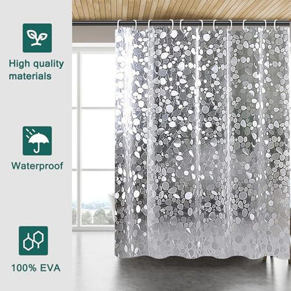 Clear Shower Curtain Liner, 100% Waterproof EVA 3D Shower Curtains with 3 Duty Heavy Bottom Magnets and 12 Rust Proof Grommets, 72x72 Weighted Shower Liner for Shower Stall, Bathtubs - color: Clear Stone