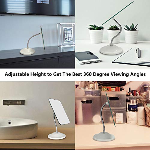 YEAKE Adjustable Flexible Gooseneck Makeup Mirror,360°Rotation Folding Portable Desk Vanity Mirror with Stand Shower Shaving Cosmetic Mirror Square - size: 6.5"L x 5.3"W, style: 6.5"L x 5.3"W(Medium)
